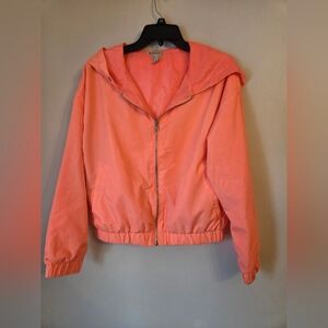 Forever 21 Coral Pink Zip Hoodie Size M Lightweight Casual Streetwear Excellent